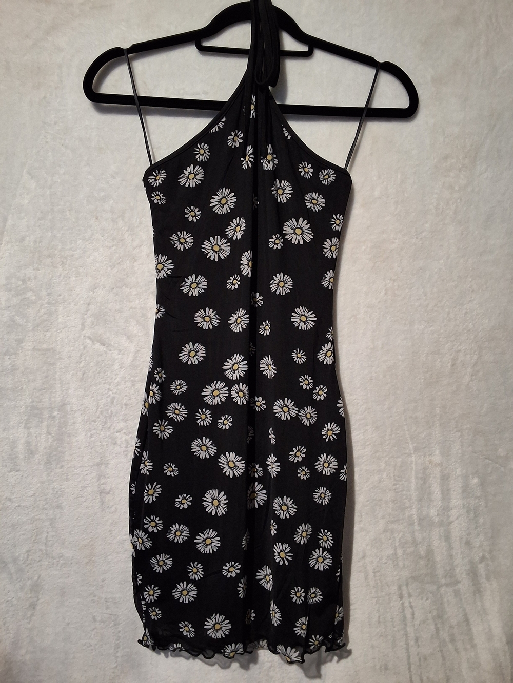 Bear Dance Black Daisy-Print Midi Dress with White & Yellow Accents